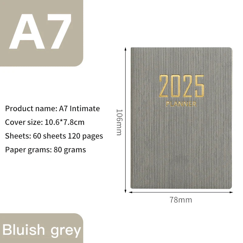 2025 A7 Pocket Planner – 365 Day PU Cover Notebook, Daily & Weekly Calendar, Office & School Agenda