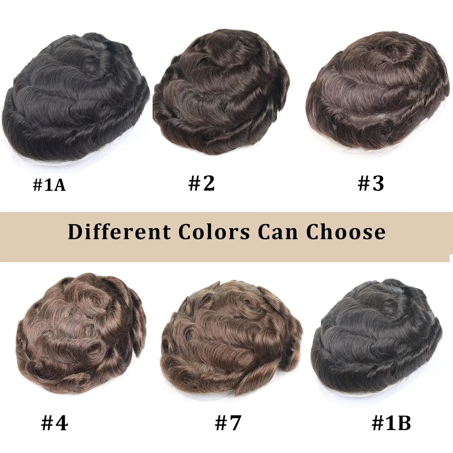 0.08mm Full Skin PU Toupee for Men – V Loop Human Hair Wig in Brown (#22) & Black (#1B) – Hair Replacement Unit