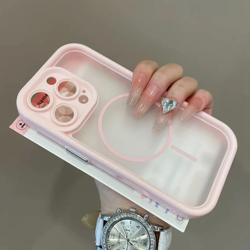 Luxury Matte MagSafe Transparent Case — Shockproof Magnetic Bumper Cover for iPhone 11–17 Pro/Max/Plus/Air