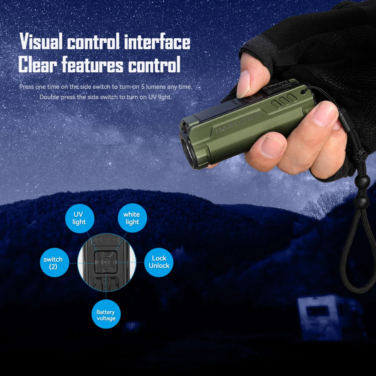 IMALENT BL50 EDC Flashlight – 3600 Lumen Cree XHP50 HI LED, Type-C Rechargeable Dual Light for Camping & Work