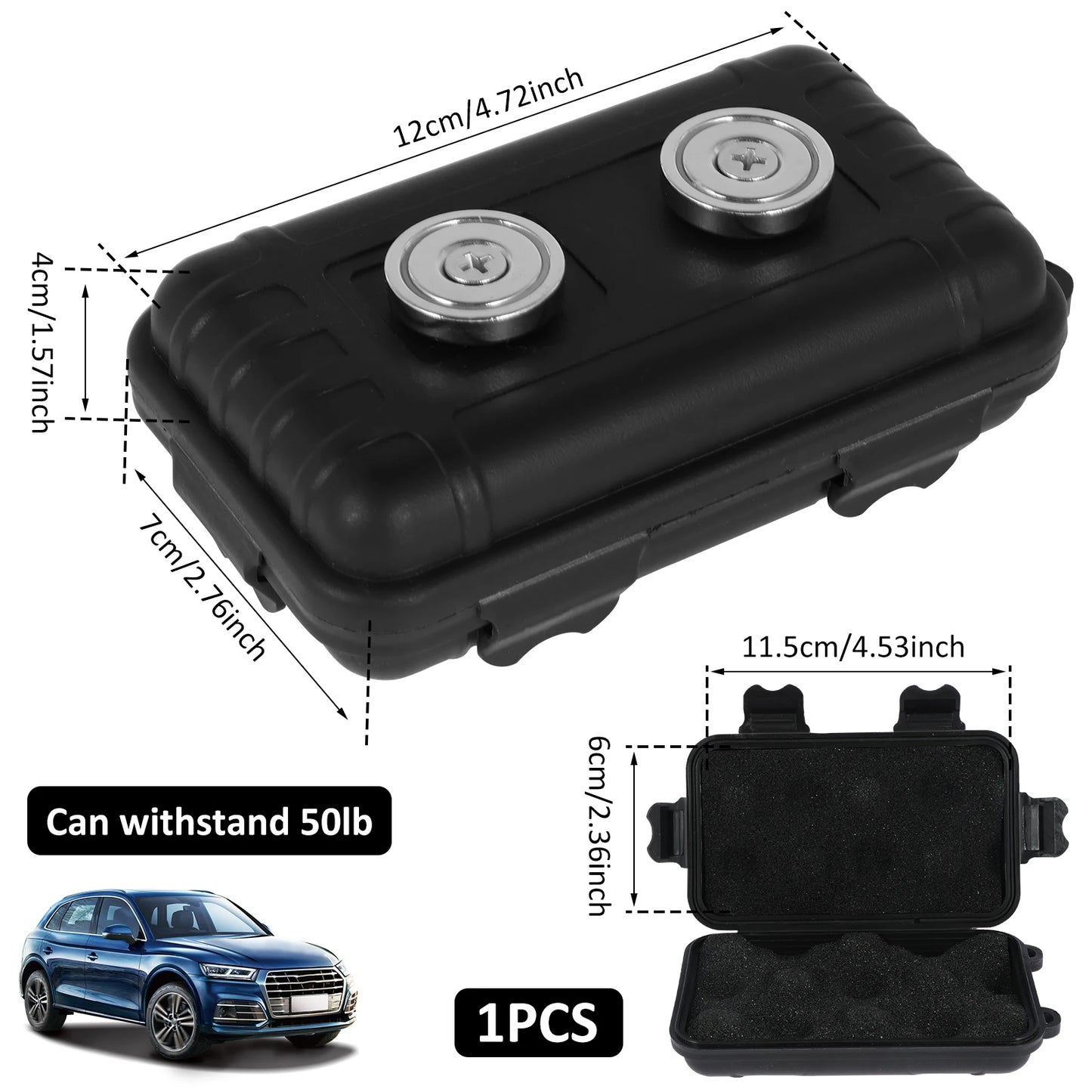 1-2Pcs Upgraded Magnetic Key Holder – Waterproof & Rustproof Under Car Key Box (Multifunctional Spare Key Hider)