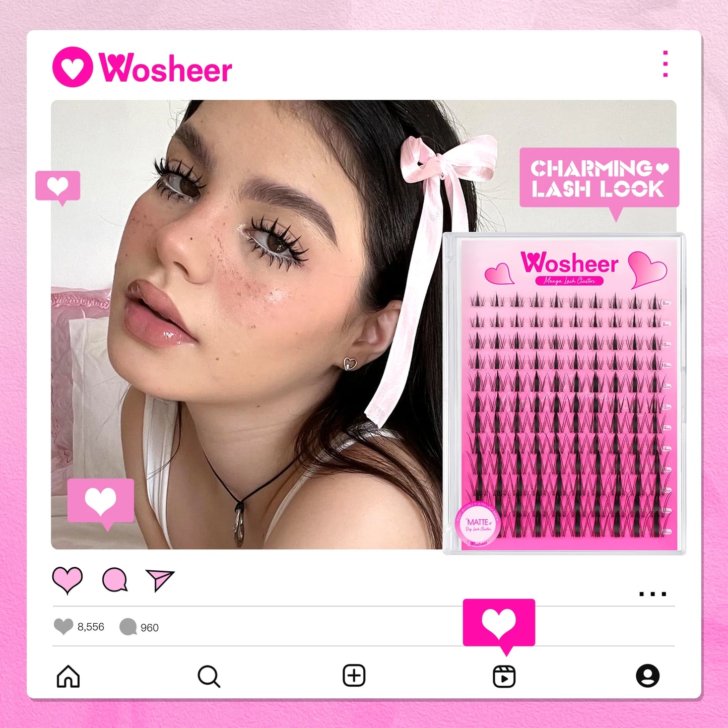 WOSHEER Manga Lash Clusters Kit – Clear Fairy Wet-Look Spiky Individual Anime Eyelashes