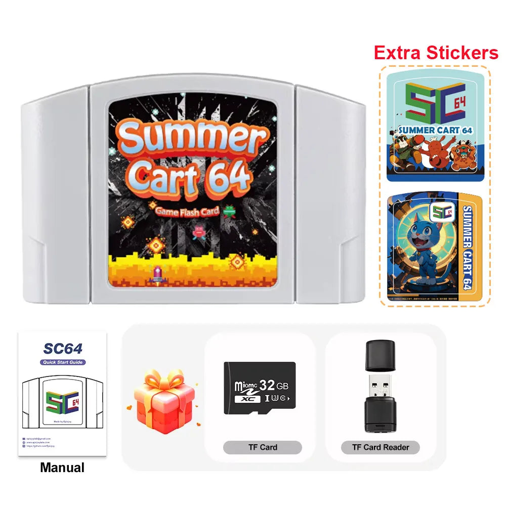 SummerCart 64 Open Source SC64 Flash Card – N64 Game Cartridge with 64DD Emulation & 5400+ Games Compatibility
