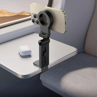 Portable Magnetic Desktop Phone Holder: Foldable, 360° Rotation Travel Airplane Desk Mount Stand for iPhone - Convenient Phone Accessory