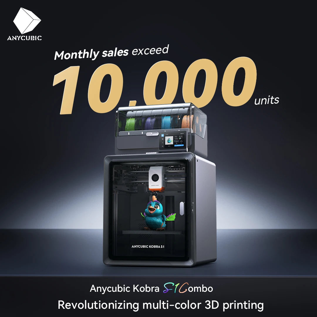 Anycubic Kobra S1 Combo Multi-Color 3D Printer – High Precision Core XY, Ultra-Quiet, Max Speed 600mm/s, Stable Structure