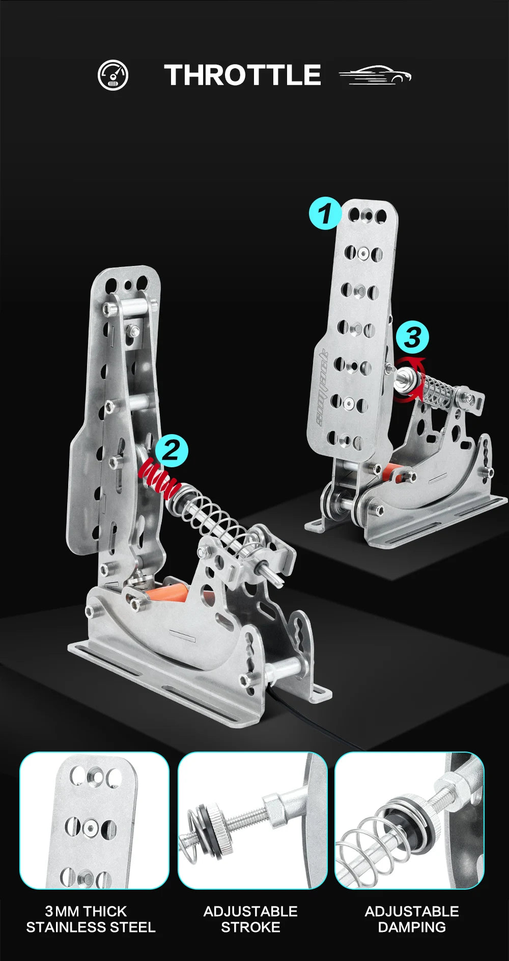 SIMJACK UT Sim Racing Pedals – PC Racing Simulator, Pressure Sensor Lo ...