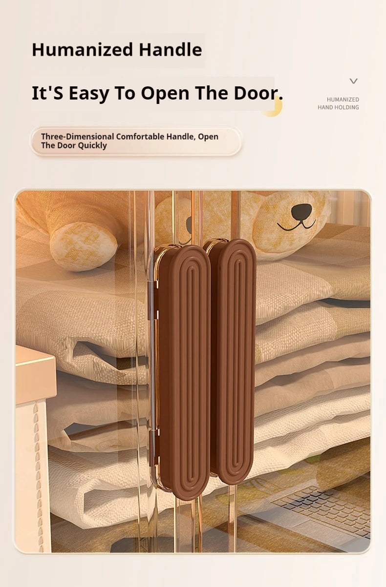 2025 Folding Living Room Cabinet – Multifunction Rolling Closet Organizer with Large Capacity Storage