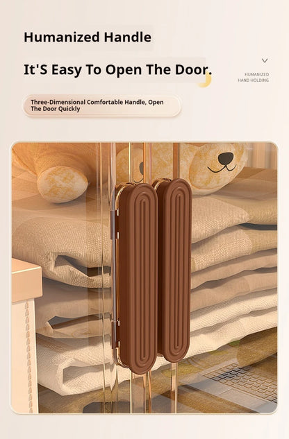 2025 Folding Living Room Cabinet – Multifunction Rolling Closet Organizer with Large Capacity Storage