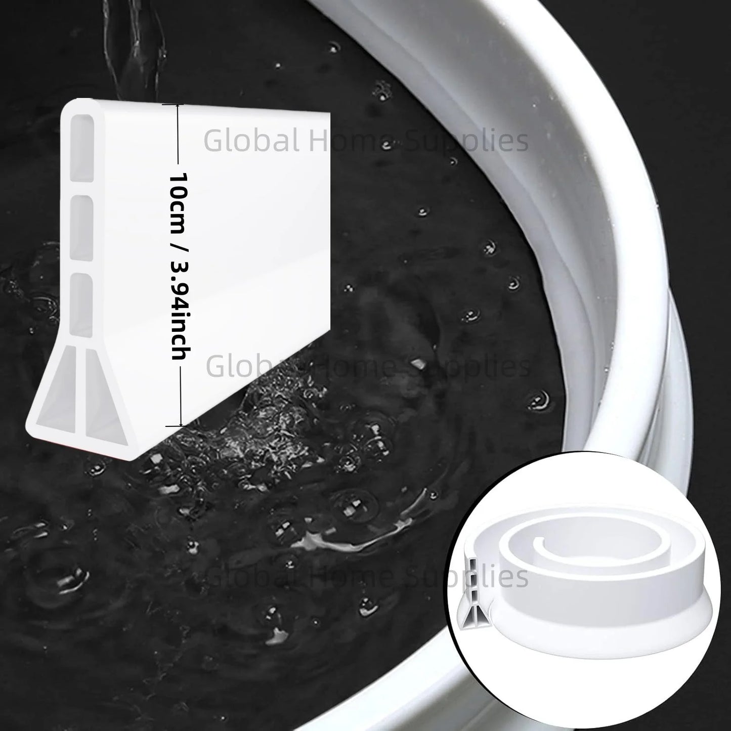 Upgraded 4” / 10cm Collapsible Shower Threshold Water Dam – Bathroom Barrier for Dry & Wet Separation