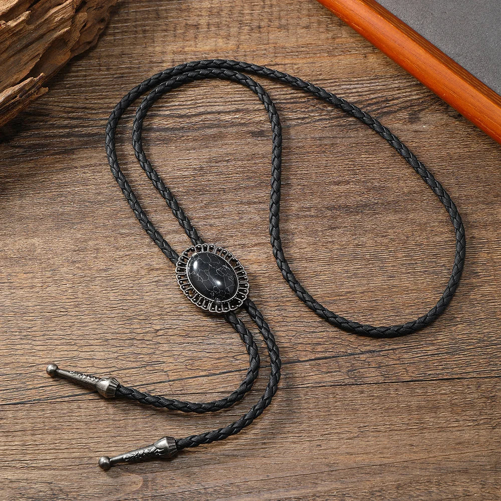 Golden Bolo Tie for Men – Adjustable Cowboy Garment Accessory with Bull Head Pendant, Western Style Necklace