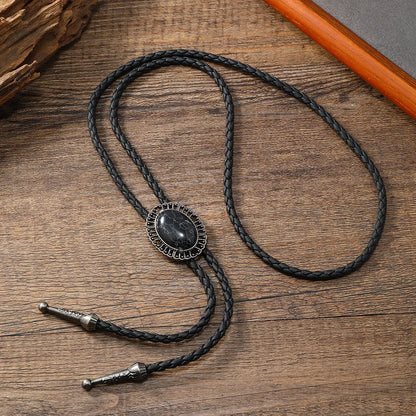 Golden Bolo Tie for Men – Adjustable Cowboy Garment Accessory with Bull Head Pendant, Western Style Necklace