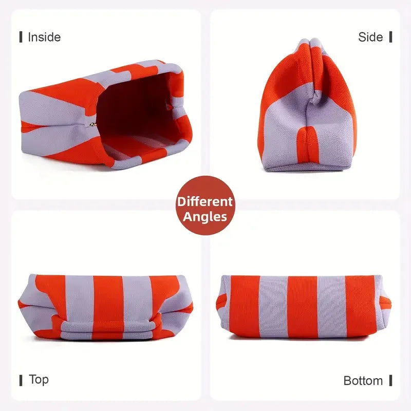 Summer Woven Crochet Clutch Bag – Women’s Cute Ruched Cloud Handbag, Casual Colorblock Purse