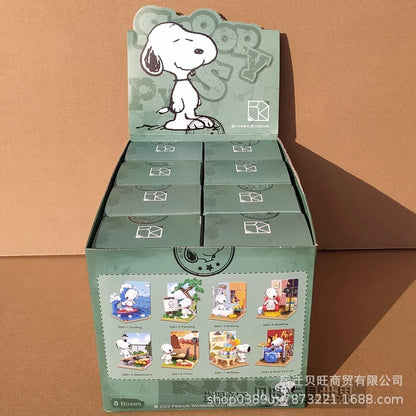 Genuine Snoopy Blind Box Puzzle — Cartoon Scene Building Block Ornaments for Children, Assembled Gift Toy