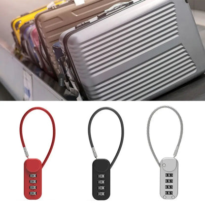 Portable 4-Digit Combination Lock – Zinc Alloy Anti-Theft Wire Rope Padlock for Luggage & Backpack Zippers