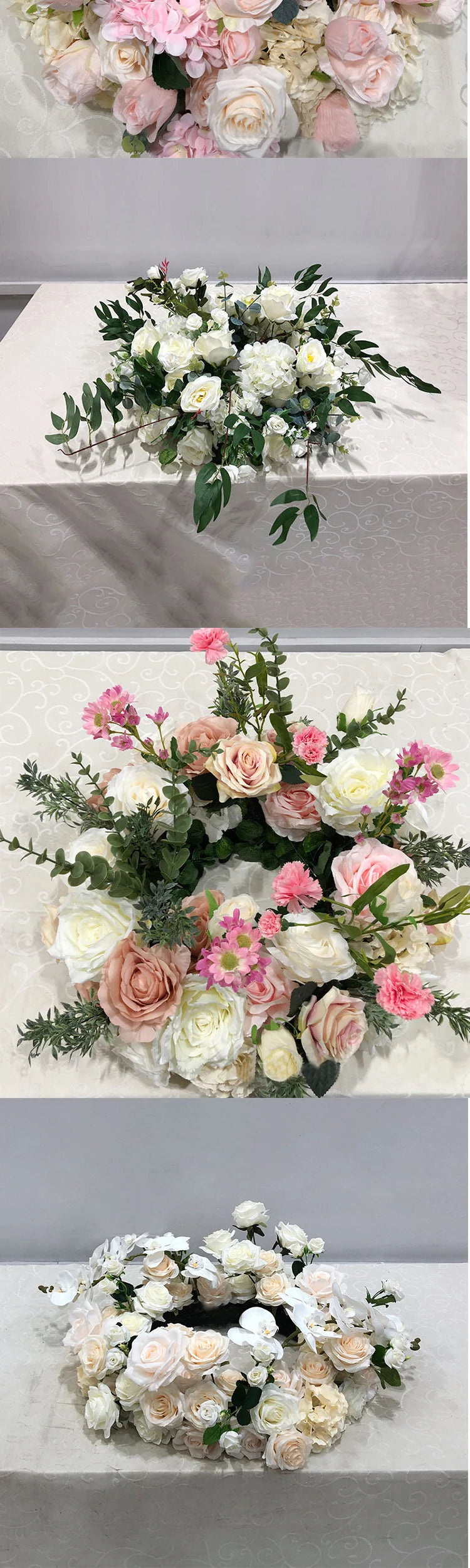 60cm Artificial Flower Wreath – Wedding Table Centerpiece & Backdrop Decoration