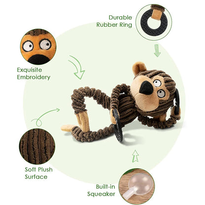 Squeaky Puppy Chew Toys – Plush Interactive Monkey Toy for Teething & Training Small Dogs