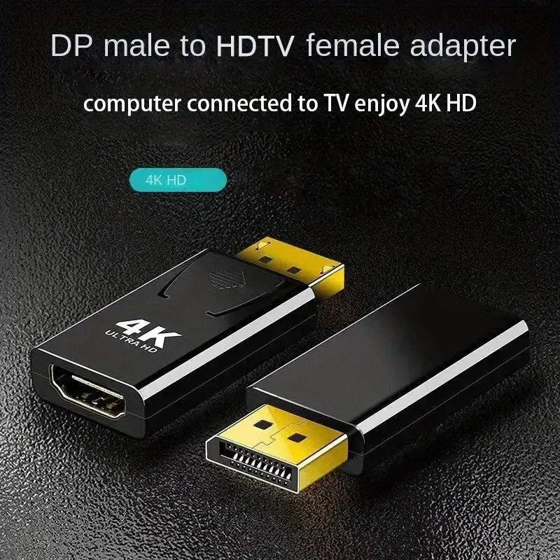 DP to HDTV 4K Adapter – DisplayPort Male to HDMI Female Video & Audio Converter for Computer, Laptop, TV
