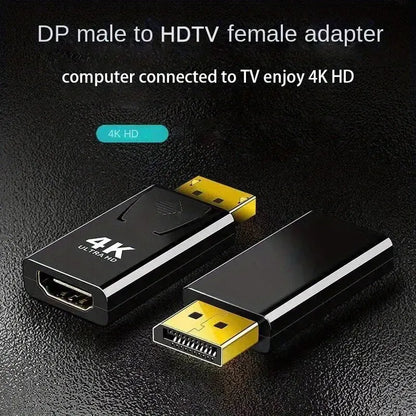 DP to HDTV 4K Adapter – DisplayPort Male to HDMI Female Video & Audio Converter for Computer, Laptop, TV