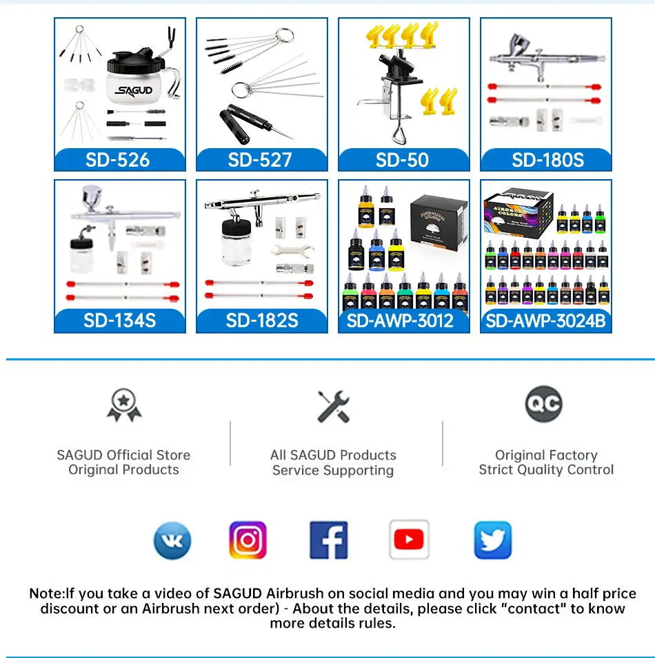 SAUGD 9PCS Airbrush Adapter Fitting Replacement Kit – Coupling Connectors for Compressor & Airbrush Hose