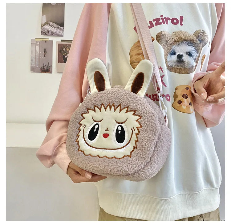 Labu Cartoon Crossbody Plush Bag – Kids Backpack & Shoulder Bag Doll Change Purse, Perfect Gift for Girls