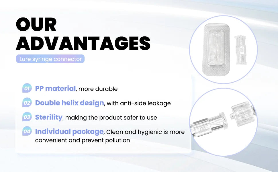 Double Helix Luer Syringe Connector – Sterile Transparent PP Pneumatic Parts, Leak-Proof Drug Guide Device (10/20/50/100pcs)