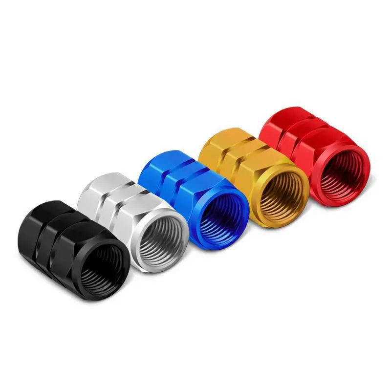 4 Pcs Aluminum Car Tire Valve Caps | Hex Alloy Airtight & Waterproof Covers | Dust-Proof for Automobiles, Motorcycles, Trucks, & Bikes