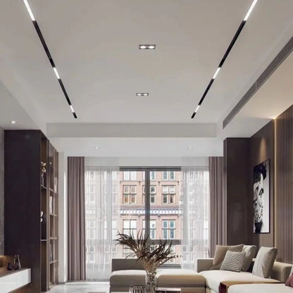 LED Magnetic Track Light Grille, Modern Embedded Flexible Linear Flood Lamp, DC48V Ceiling Spotlight for Indoor Living