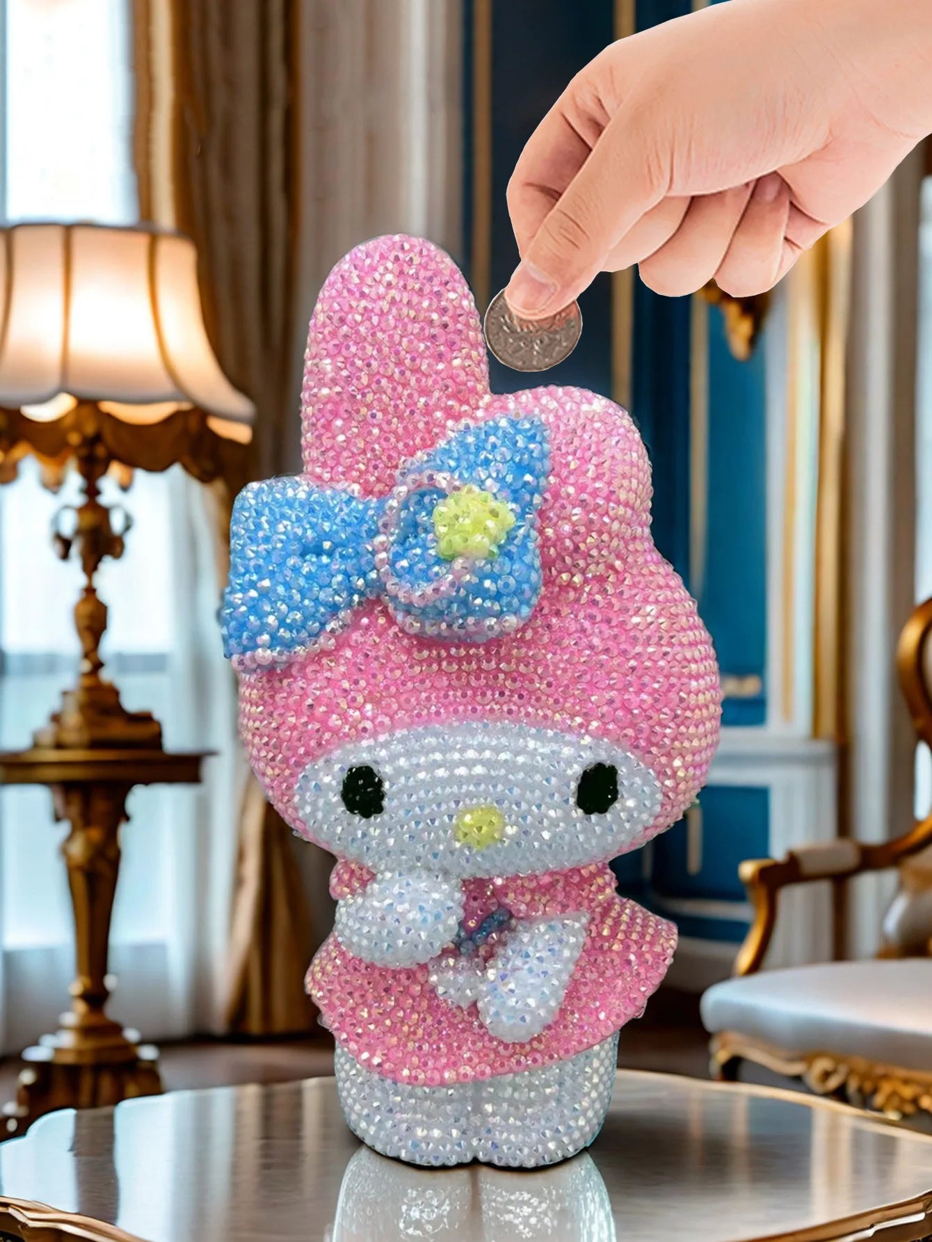 Hot Sale DIY Anime Piggy Bank – Cartoon Melody & Hello Kitty Diamond Stick Figurine Model Gift Statue Doll