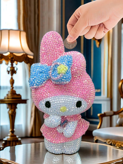 Hot Sale DIY Anime Piggy Bank – Cartoon Melody & Hello Kitty Diamond Stick Figurine Model Gift Statue Doll