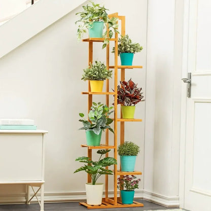 Tall Bamboo Corner Plant Stand Rack – Multi-Tier Flower Holder Shelf for Indoor & Outdoor Use