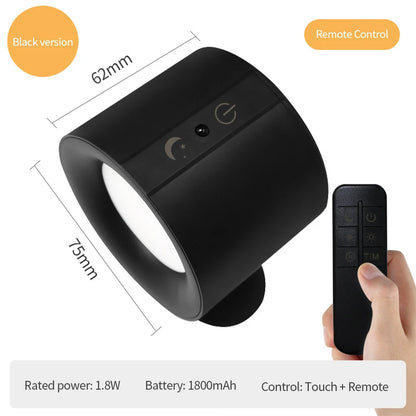 LED Wall Sconces Light – Touch Control Double Head Wall Lamp, 360° Rotatable, 3 Colors, Wireless Night Lights for Bedroom