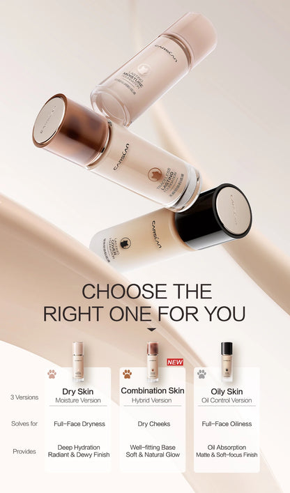 CARSLAN Long-Lasting Moisture Matte Liquid Foundation – Full Coverage Concealer, Whitening & Oil Control Face Base Makeup