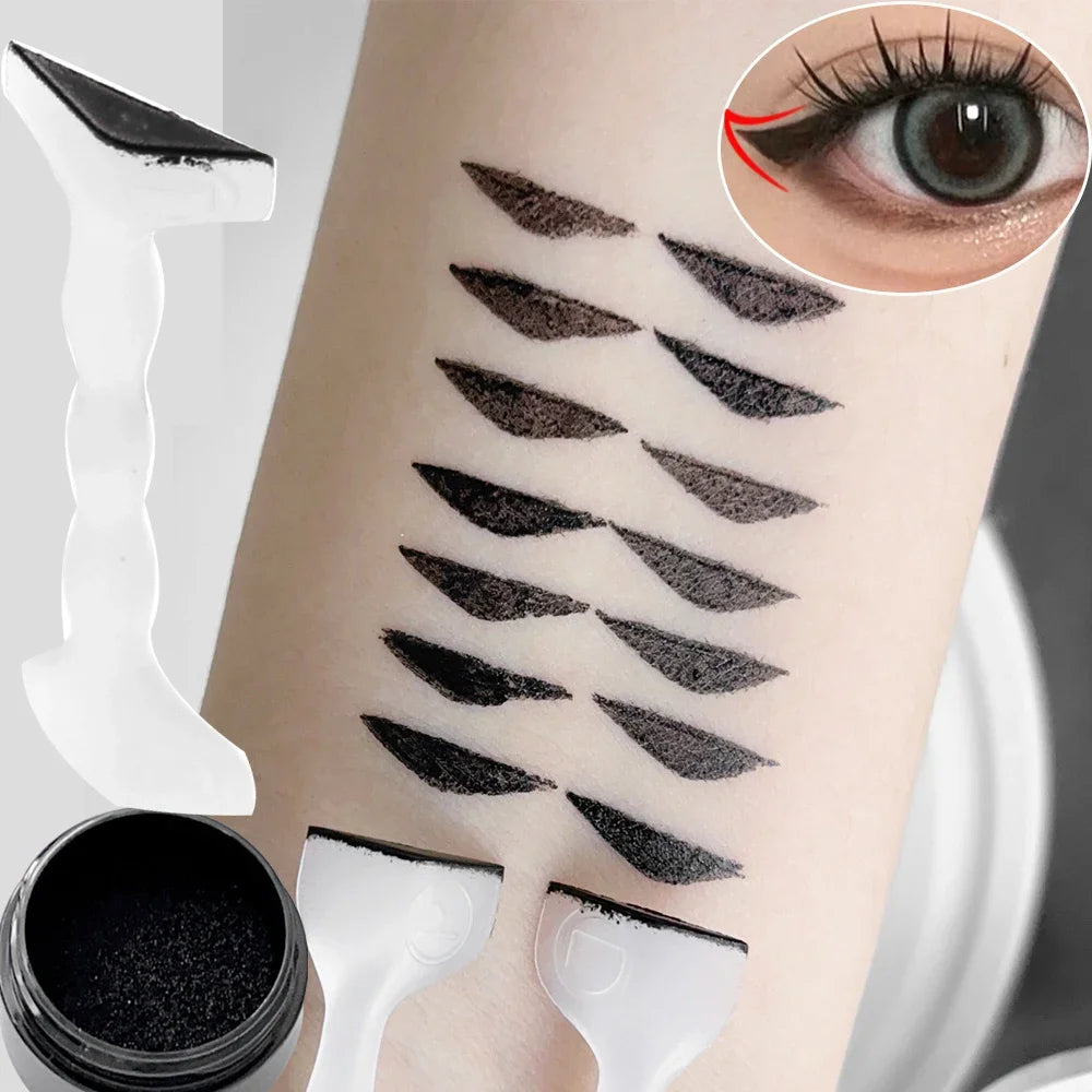 Double-Ended Eyeliner Stamps Set - Long-Lasting Template with Ink for DIY Eye Liner Extension & Makeup Stencils Tools