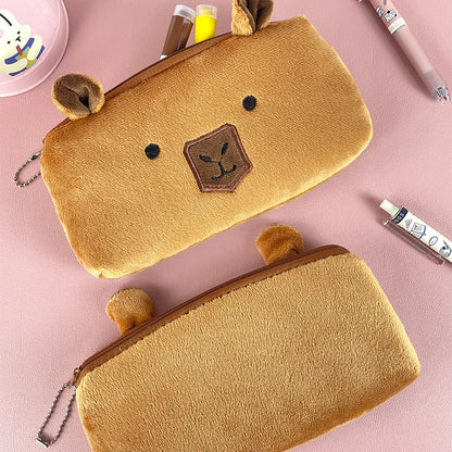 Cute Capybara Plush Pencil Case – Large Capacity Stationery & School Supplies Bag