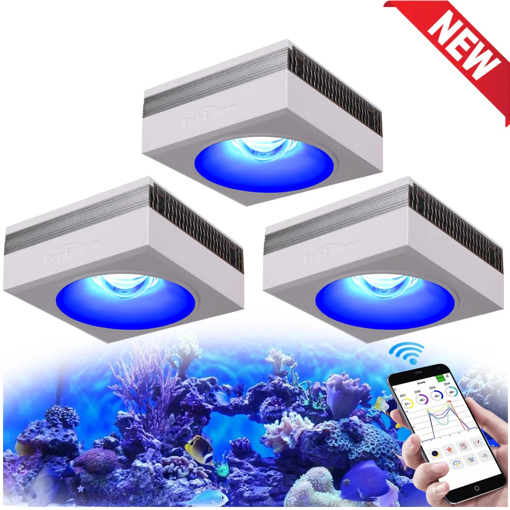 PopBloom RL90 WiFi LED Aquarium Light – Full Spectrum Reef Lamp for Saltwater Coral & Marine Tank Growth