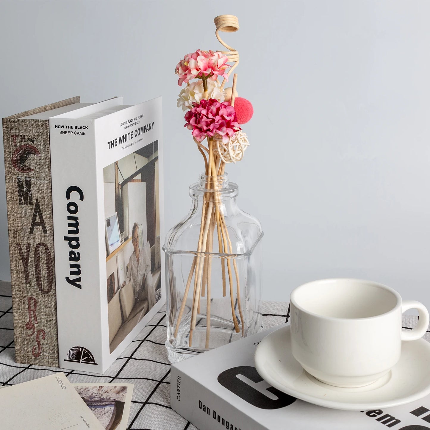 10PCS Pink Hydrangea Rattan Sticks – Fireless Fragrance Reed Diffuser Sticks for DIY Home Decor