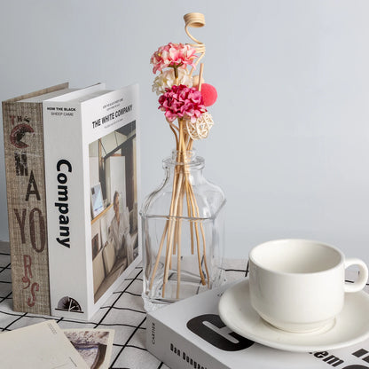 10PCS Pink Hydrangea Rattan Sticks – Fireless Fragrance Reed Diffuser Sticks for DIY Home Decor