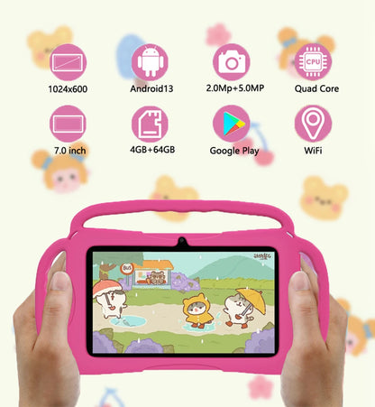 2024 New 5G WiFi Children's Tablet – 4GB RAM, 64GB ROM, Quad-Core, Dual Camera, 4000mAh, Android 13, Portable Mini Tablet