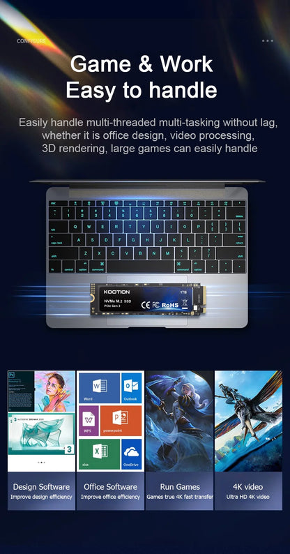 KOOTION X15 M.2 NVMe SSD - 256GB, 512GB, 1TB PCIe Internal Solid State Drive for Laptop & Desktop