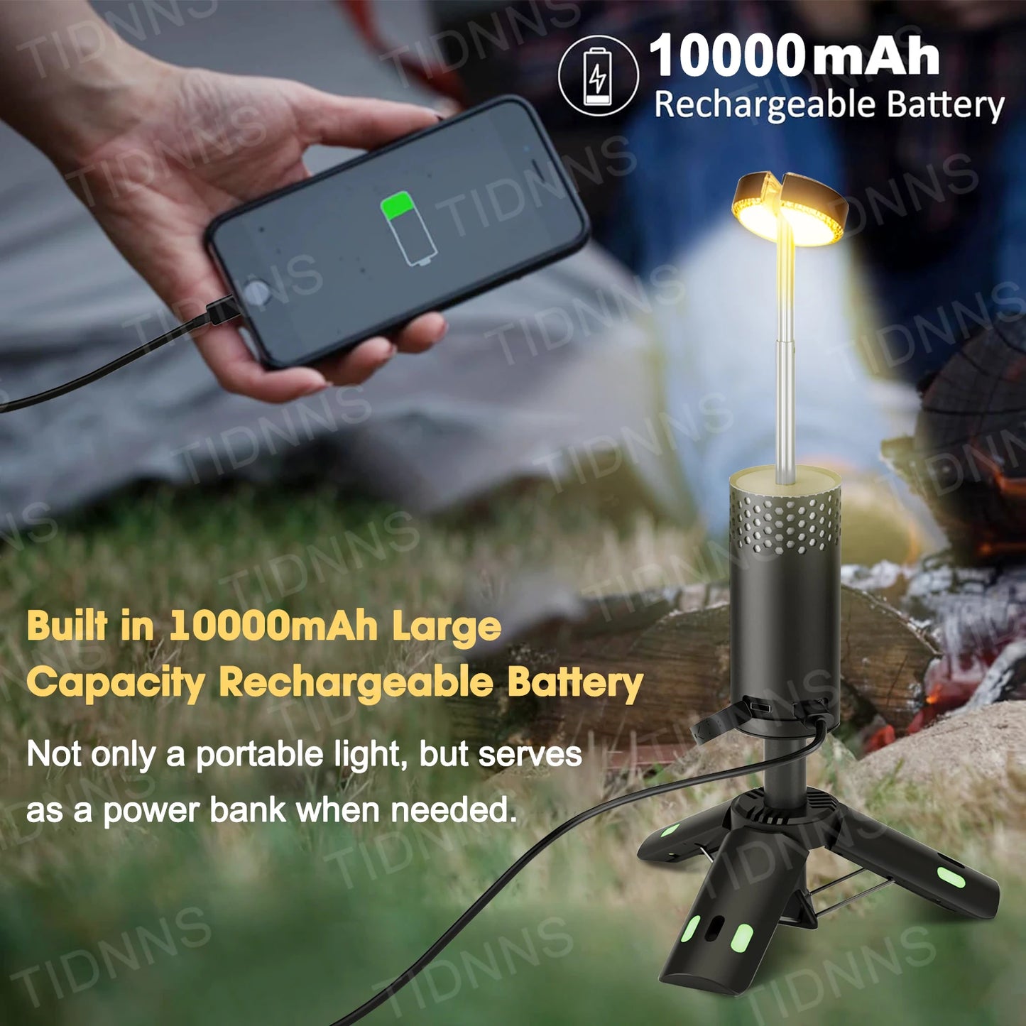 Telescopic Camping Lantern - Rechargeable Fishing Light, Dimmable Atmosphere, Emergency Light, 10000mAh
