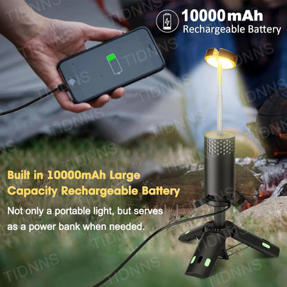 Telescopic Camping Lantern - Rechargeable Fishing Light, Dimmable Atmosphere, Emergency Light, 10000mAh