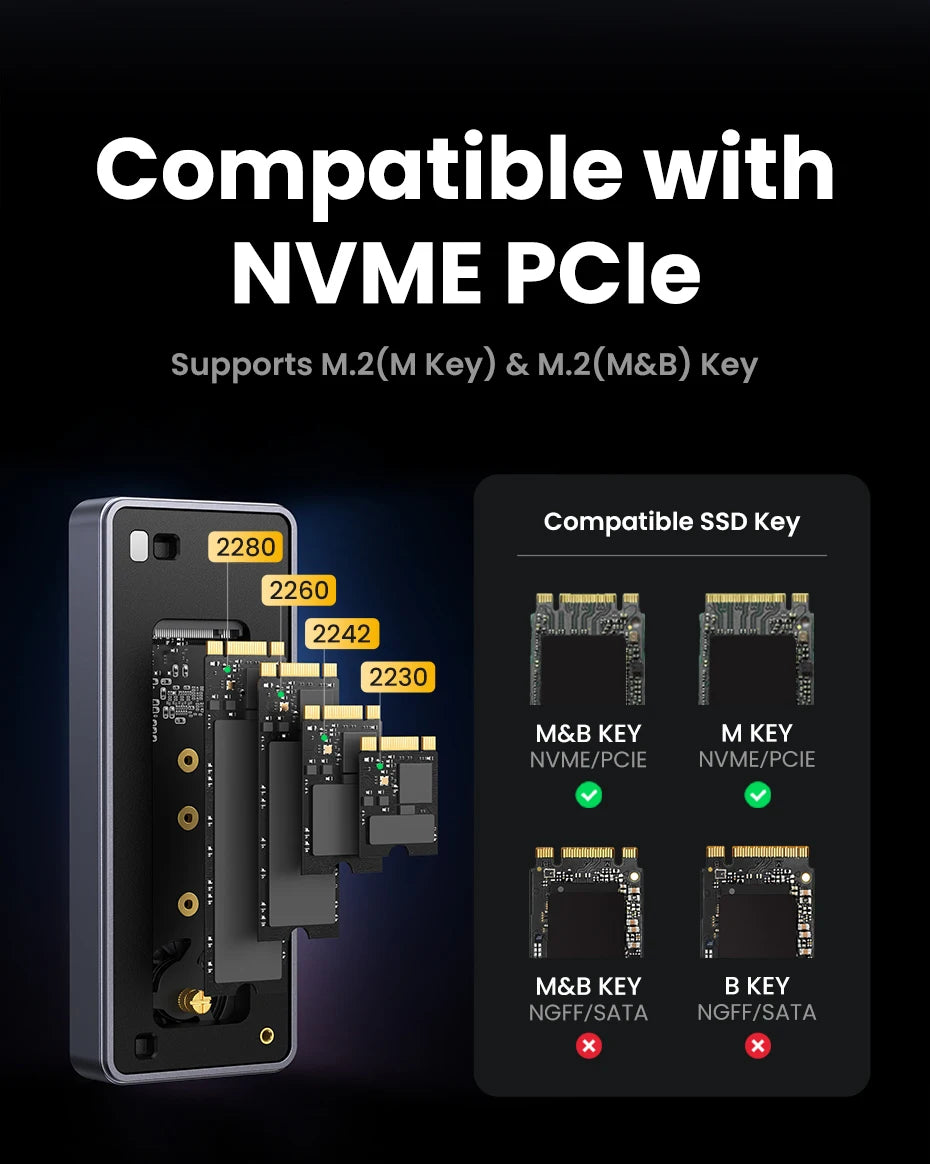 UGREEN 40Gbps NVMe SSD Enclosure – M.2 to USB4.0 Adapter with Built-in Cooling Aluminum Case