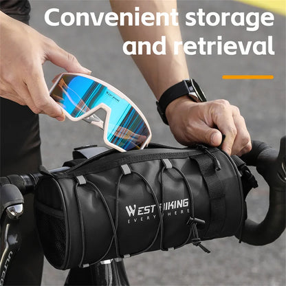 WEST BIKING Bike Front Bag – Large Capacity Waterproof Handlebar Storage, Multifunctional Road & MTB Bicycle Frame Tube Bag