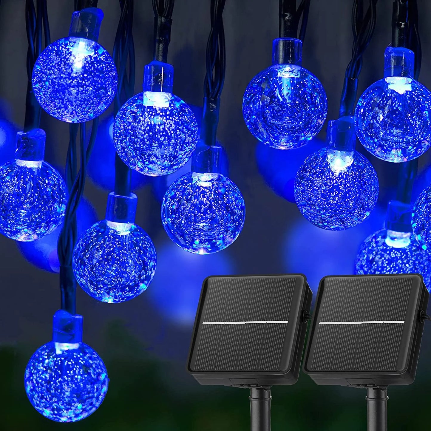 LED Solar String Lights – 60 Waterproof Crystal Globe Lights with 8 Modes for Outdoor Patio, Party & Tree Decor