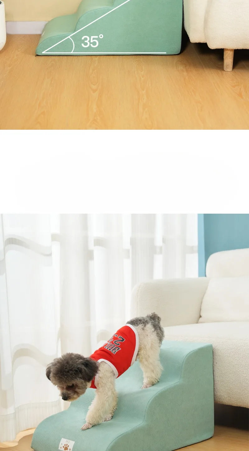 Pet 2/3-Step Stair Ramp for Dogs and Cats - Memory Foam Sponge, Removable and Washable, Training Pet Ramp for Sofa