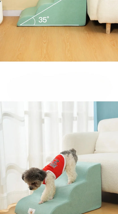 Pet 2/3-Step Stair Ramp for Dogs and Cats - Memory Foam Sponge, Removable and Washable, Training Pet Ramp for Sofa