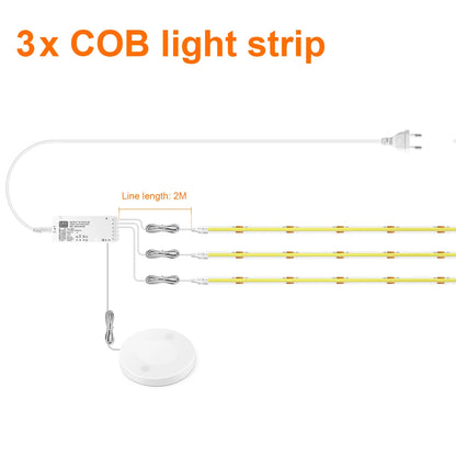 Under Cabinet COB LED Strip Light – Dimmable Touch Sensor Lamp for Display, Bookcase, Wardrobe & Closet