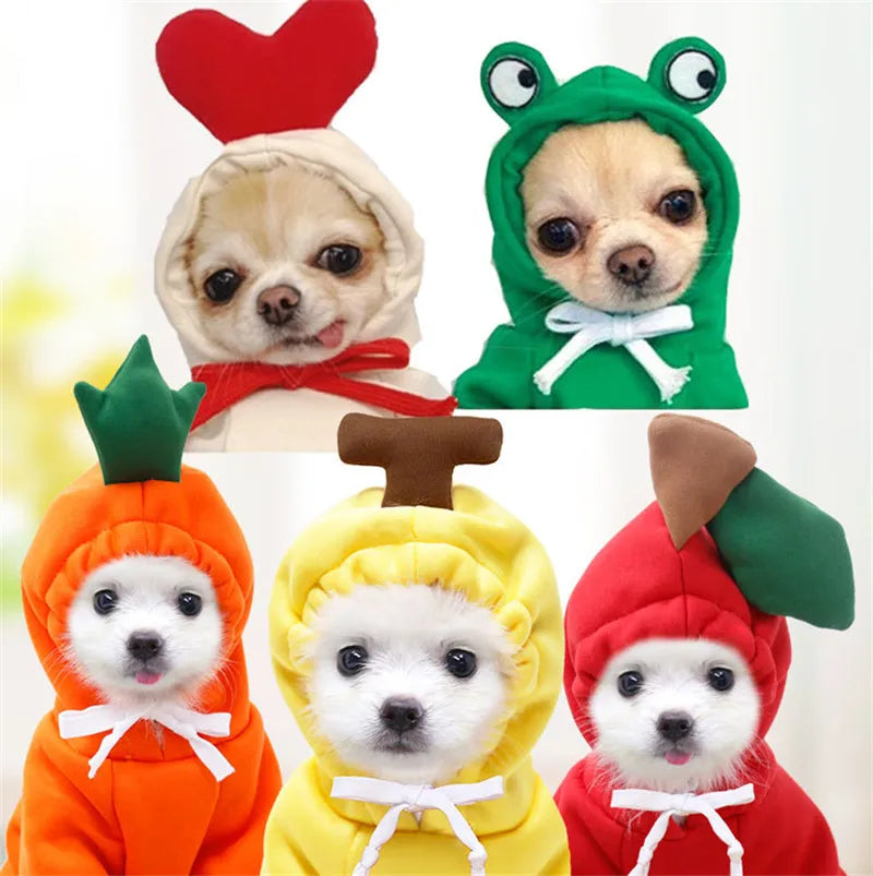 Cute Fruit Hoodies for Small Dogs and Cats – Warm Fleece Pet Costume Coat for Puppies and Small to Medium Pets