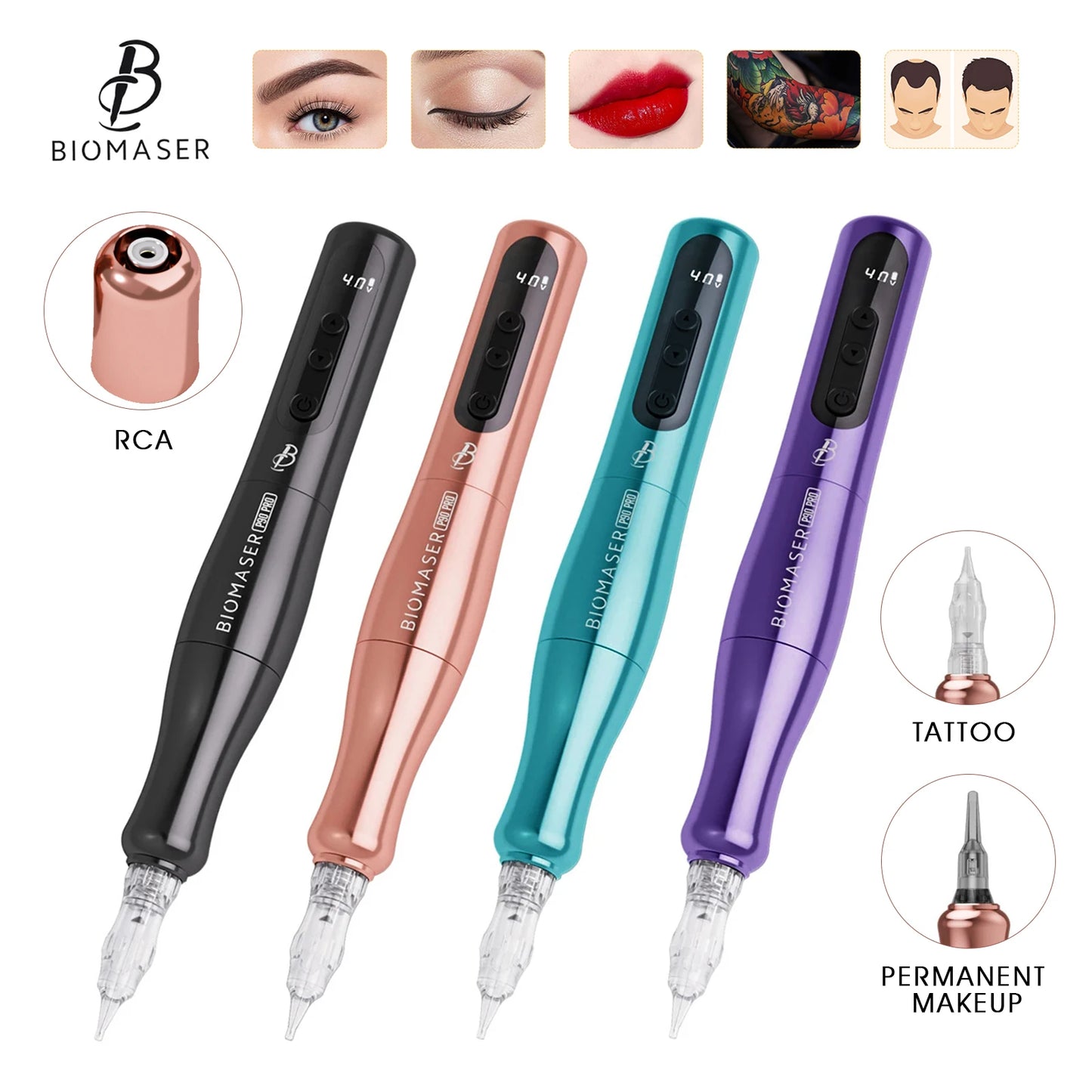 BIOMASER P90 Pro Wireless Rotary PMU Tattoo Machine – Rechargeable Permanent Makeup Gun for Microblading, Eyebrow, Lip & Eyeliner