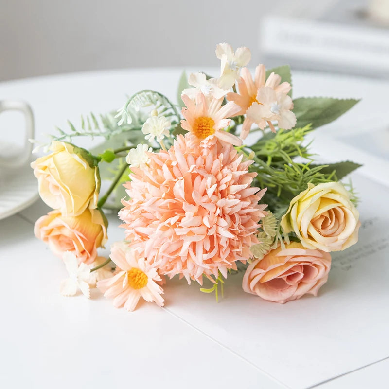 7-Piece Chamomile Faux Flower Arrangement — Flowerpot Ornament & Wedding Accessory